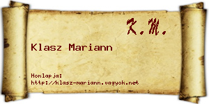 Klasz Mariann névjegykártya