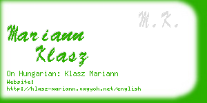 mariann klasz business card